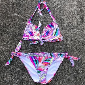Victoria’s Secret Neon Palm Leaf Bikini Set